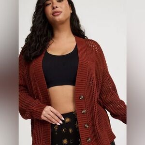 Torrid Open Stitch Cardigan Sweater EUC